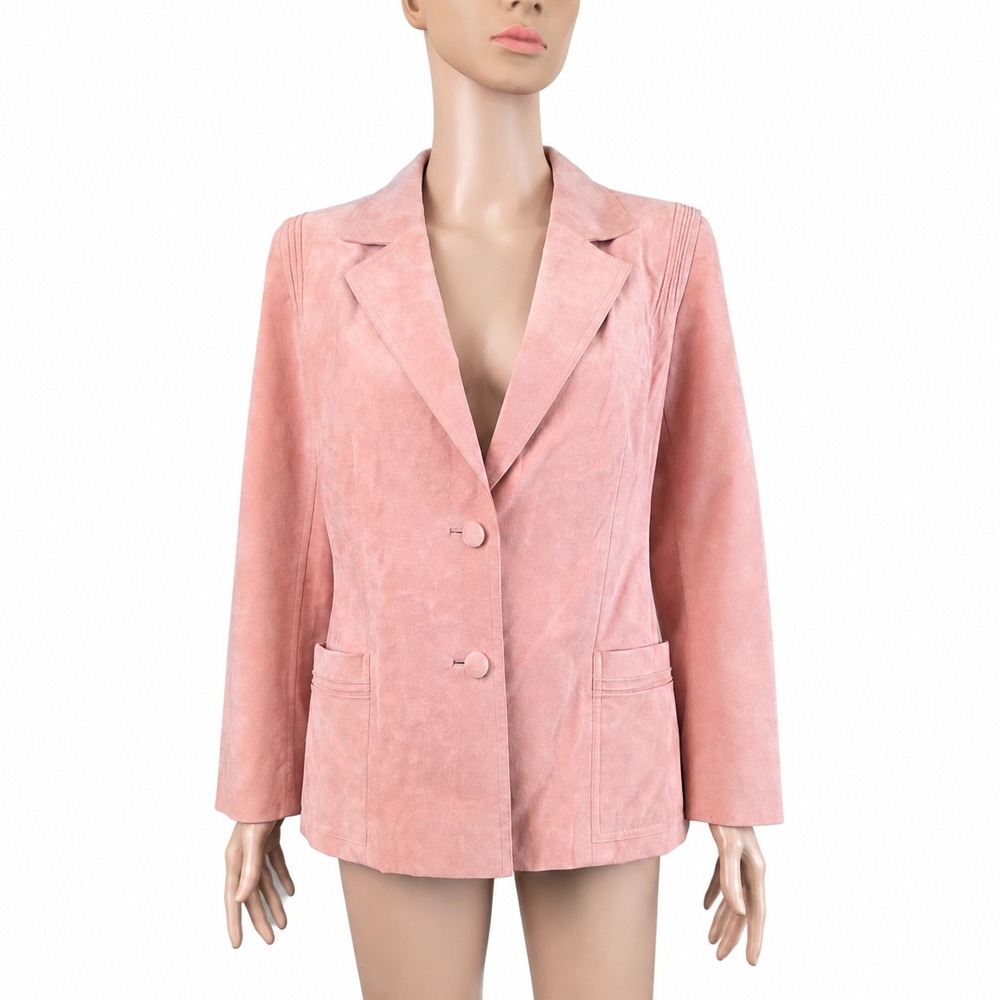 Vintage Ricky Bo Pink Suede Blazer Women's Est M Custom Made Hong Kong
